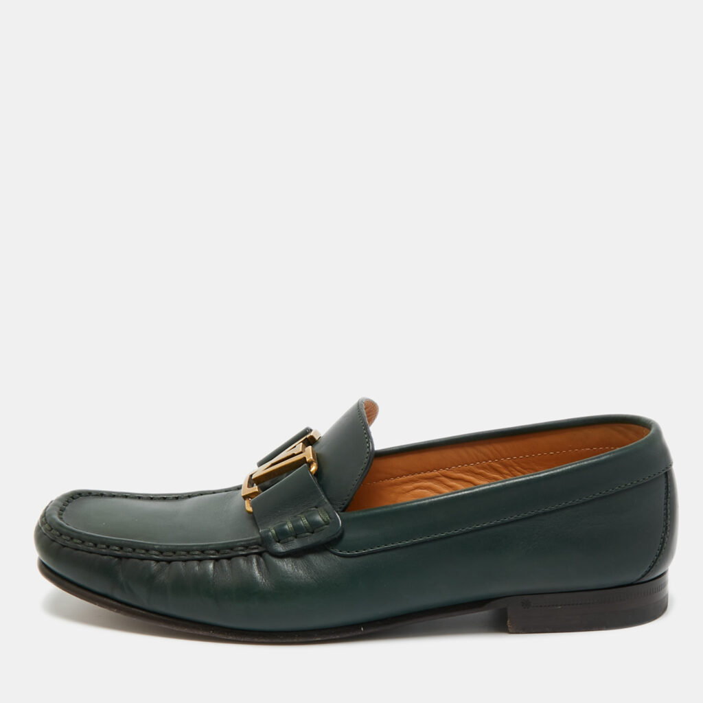 Louis Vuitton Green Leather Montaigne Loafers Size 40.5