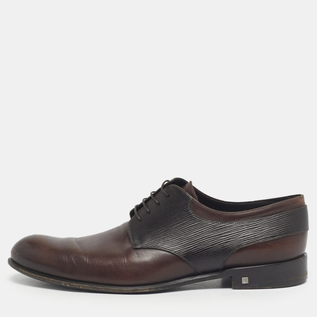Louis Vuitton Burgundy Epi Leather and Leather Derby Size 44 Louis Vuitton Burgundy Epi Leather and Leather Derby Size 44
