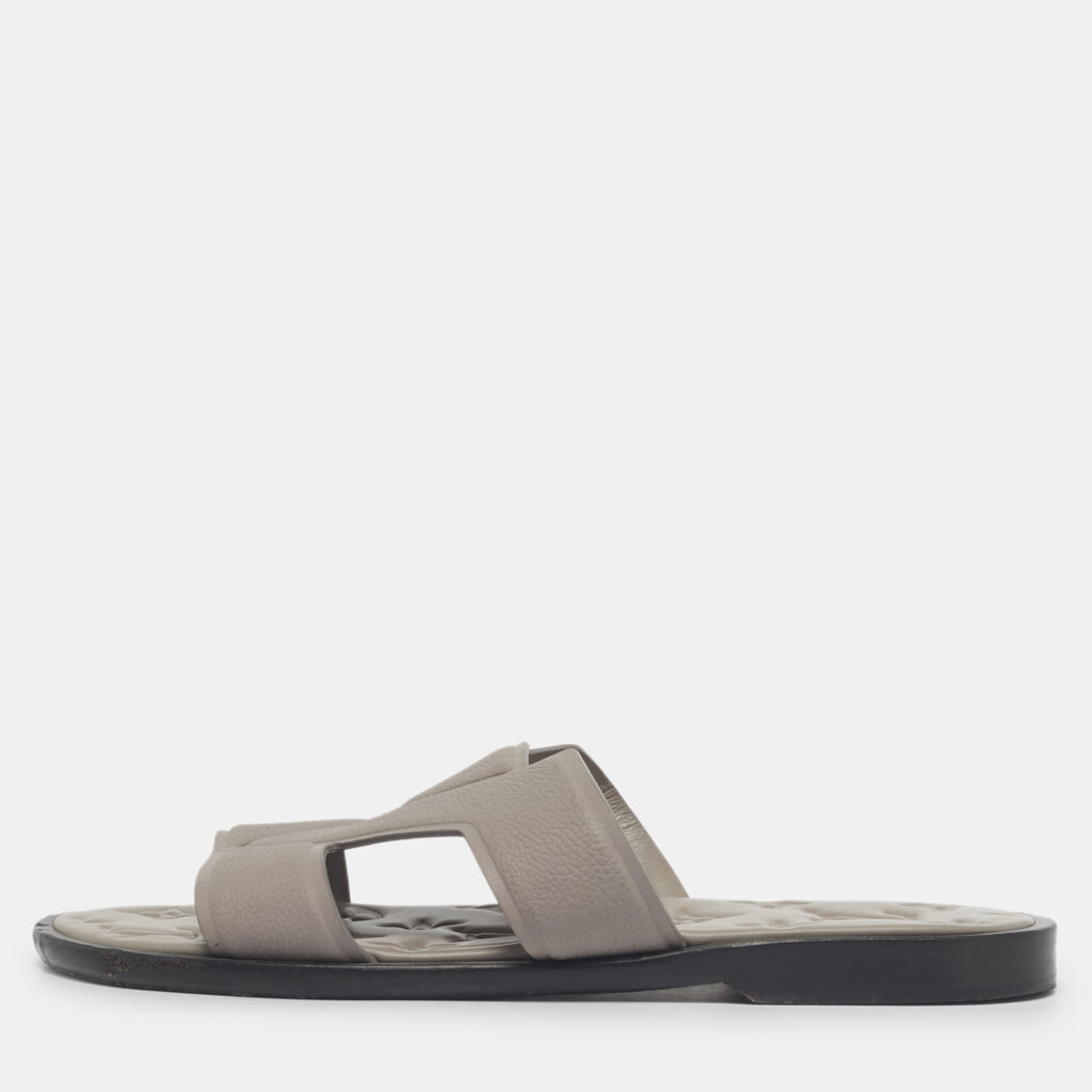 Louis Vuitton Grey Leather LV Oasis Slide Sandals Size 40 Louis Vuitton Grey Leather LV Oasis Slide Sandals Size 40