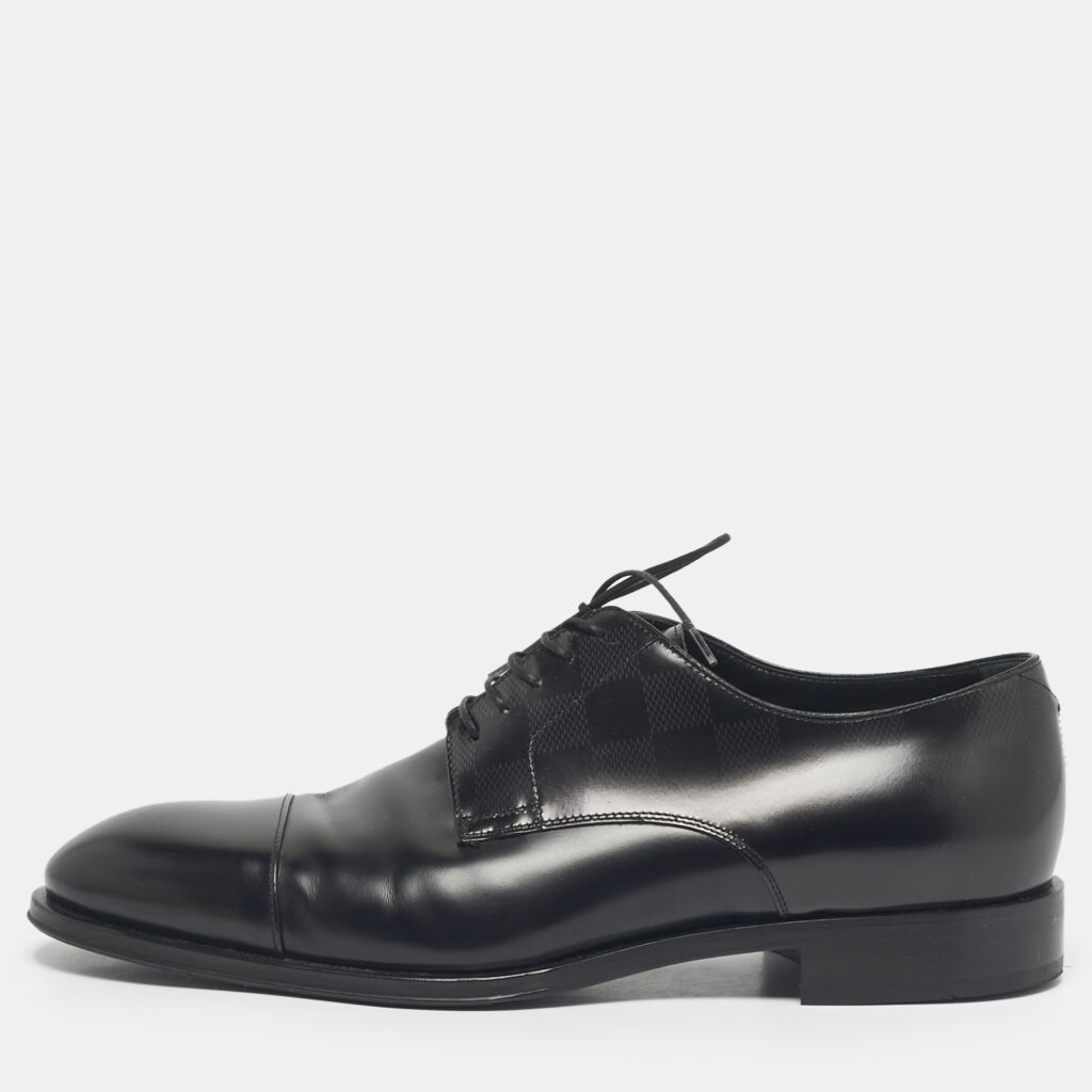 Louis Vuitton Black Leather Damier Embossed Lace Up Derby Oxfords Size 41 Louis Vuitton Black Leather Damier Embossed Lace Up Derby Oxfords Size 41