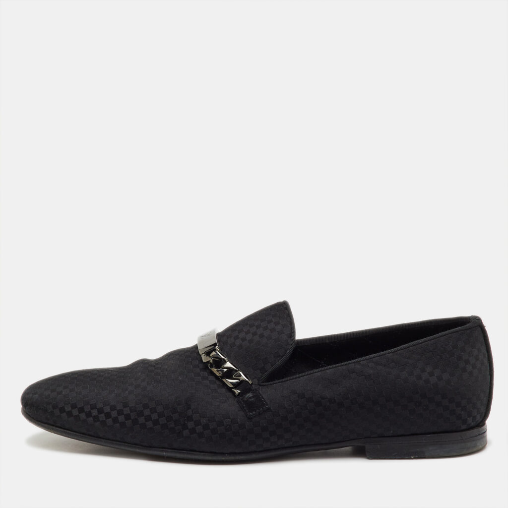 Louis Vuitton Black Damier Fabric Chail Slip On Loafers Size 41 Louis Vuitton Black Damier Fabric Chail Slip On Loafers Size 41