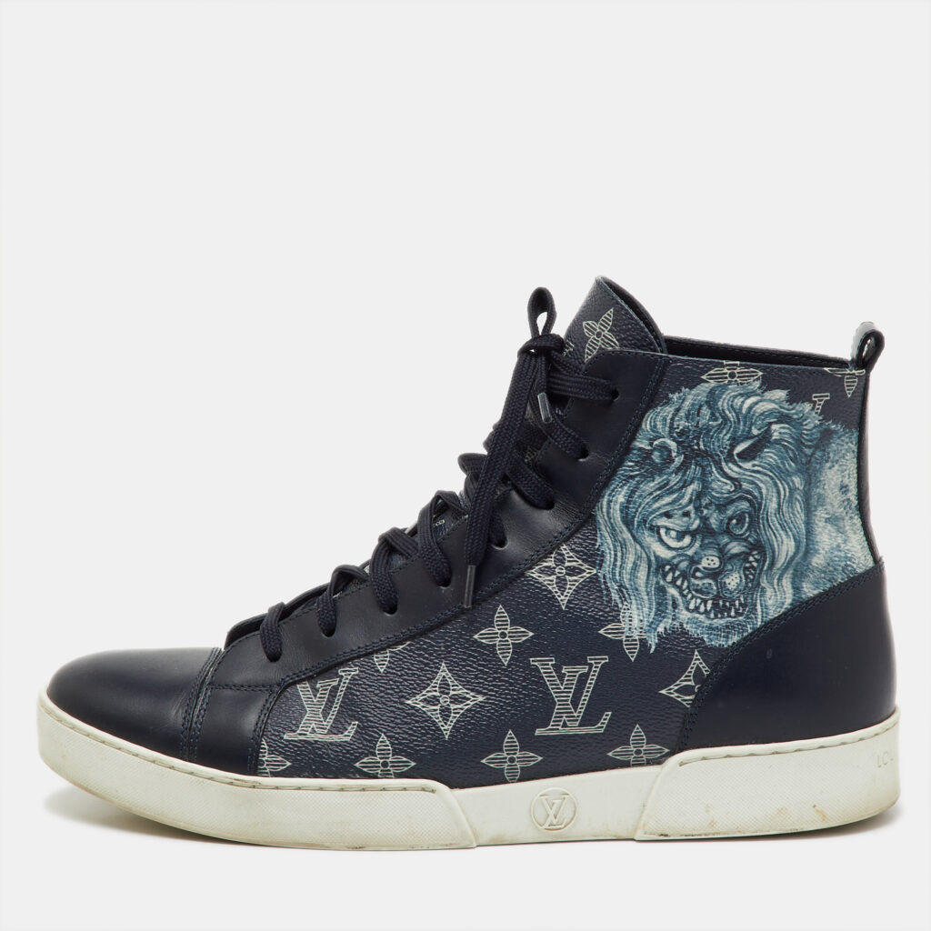Louis Vuitton Navy Blue Savane Monogram Chapman Lion Sneakers Size 41 Louis Vuitton Navy Blue Savane Monogram Chapman Lion Sneakers Size 41