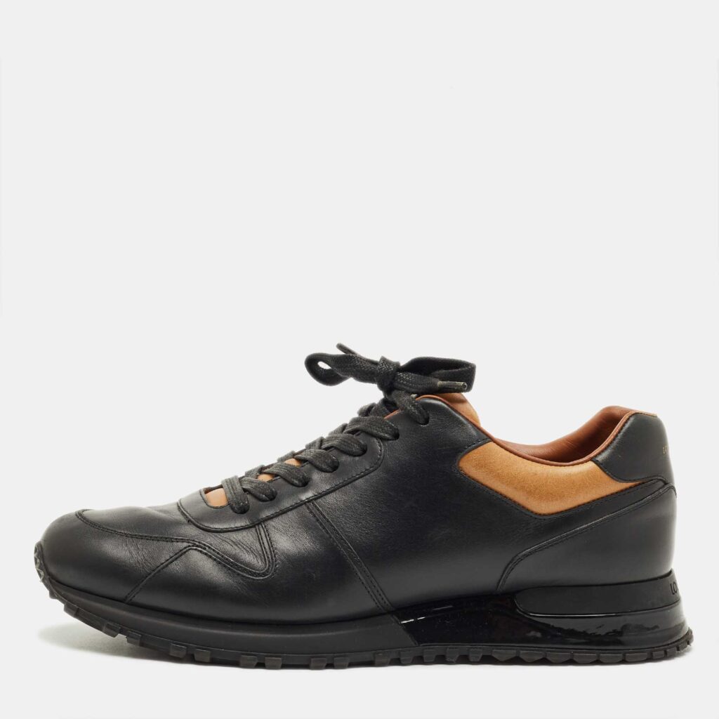 Louis Vuitton Black/Tan Leather Trim Run Lace Up Sneakers Size 42.5 Louis Vuitton Black/Tan Leather Trim Run Lace Up Sneakers Size 42.5