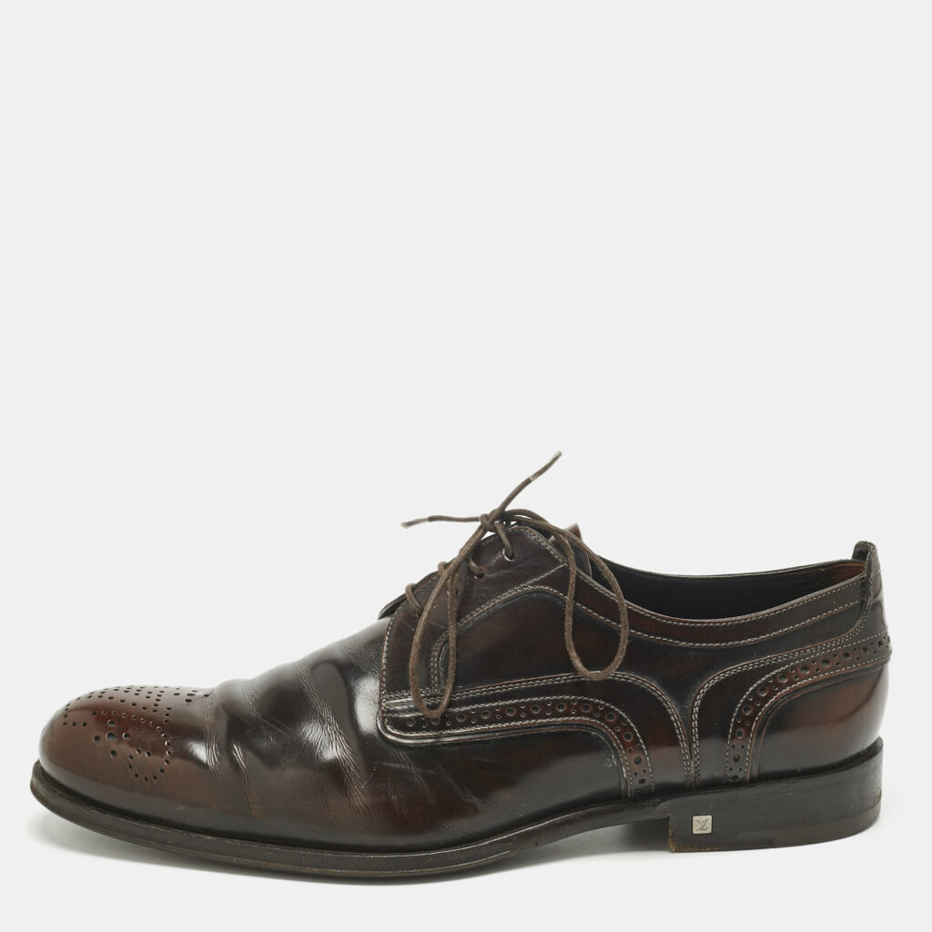 Louis Vuitton Brown Brogue Leather Lace Up Derby Size 42 Louis Vuitton Brown Brogue Leather Lace Up Derby Size 42