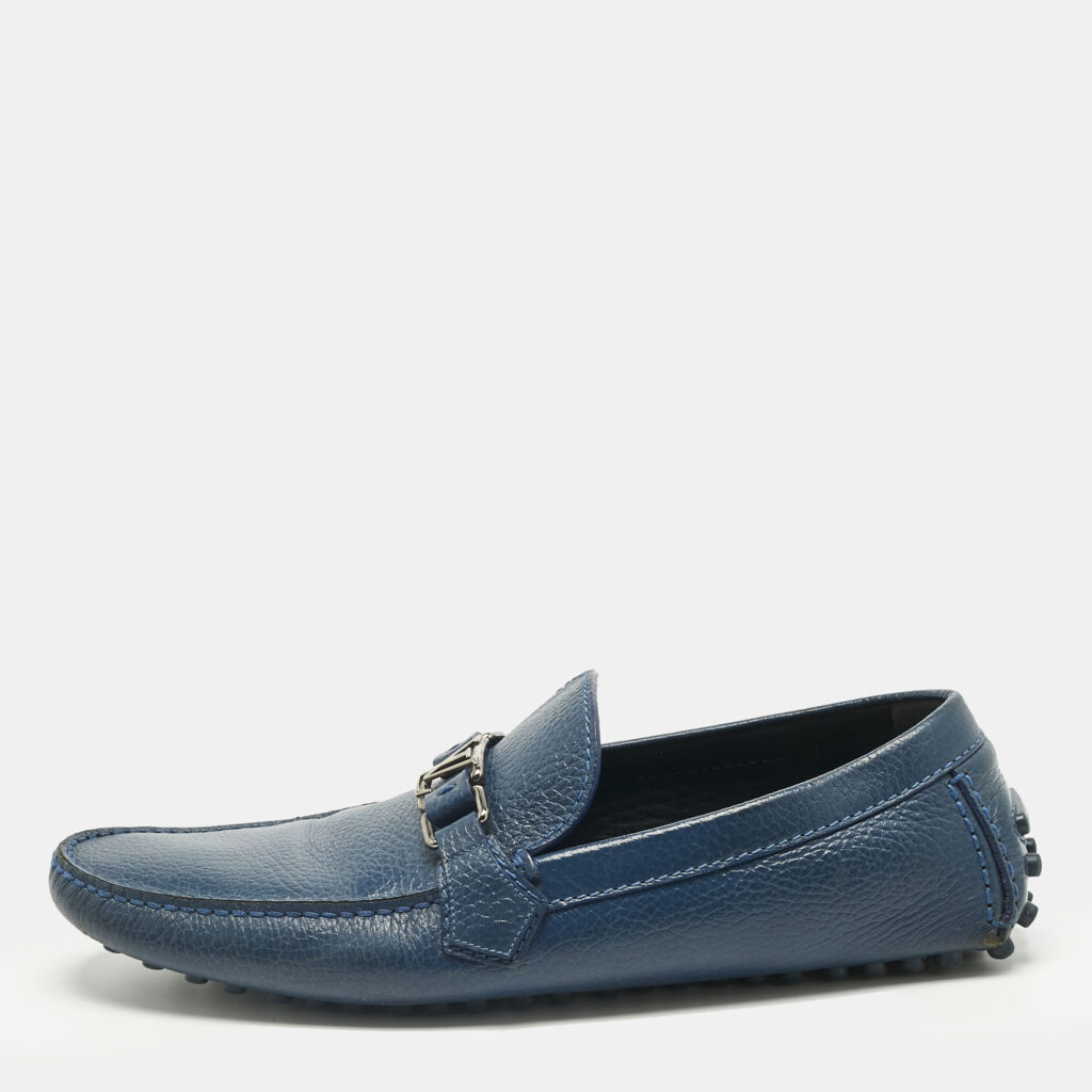 luxury-men-louis-vuitton-used-shoes-p1229984-001-1.jpg Louis Vuitton Blue Leather Hockenheim Loafers Size 45.5