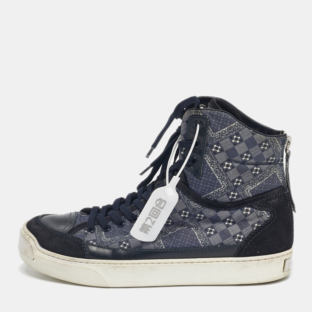 Louis Vuitton Blue Canvas and Leather Speaker High Top Sneakers Size 40 Louis Vuitton Blue Canvas and Leather Speaker High Top Sneakers Size 40