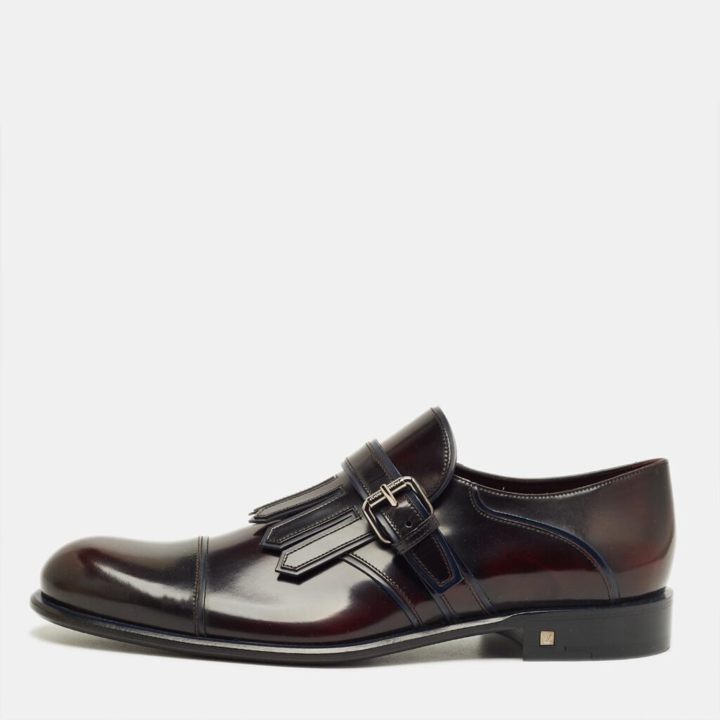 Louis Vuitton Burgundy Leather Norfolk Buckle Derby Size 43