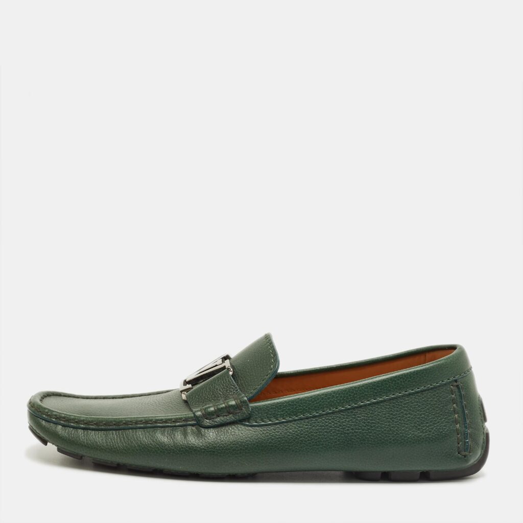 Louis Vuitton Green Leather Monte Carlo Slip On Loafers Size 41.5 Louis Vuitton Green Leather Monte Carlo Slip On Loafers Size 41.5
