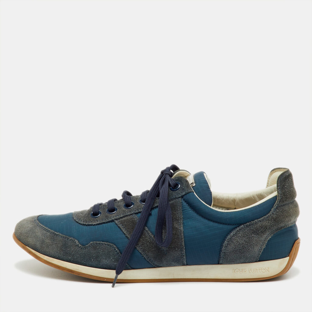 Louis Vuitton Blue/Grey Fabric and Suede Low Top Sneakers Size 41 Louis Vuitton Blue/Grey Fabric and Suede Low Top Sneakers Size 41