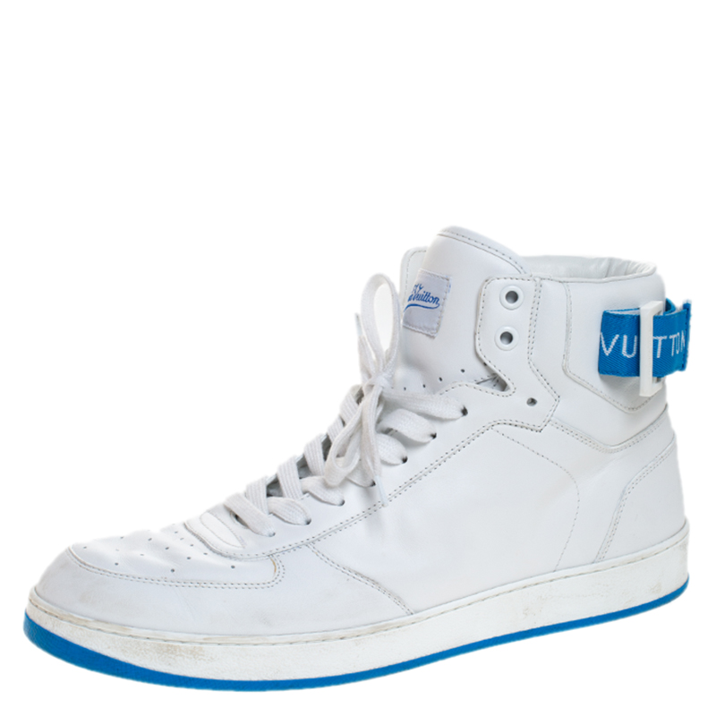 Louis Vuitton White/Blue Leather Rivoli High Top Sneakers Size 42 Louis Vuitton White/Blue Leather Rivoli High Top Sneakers Size 42