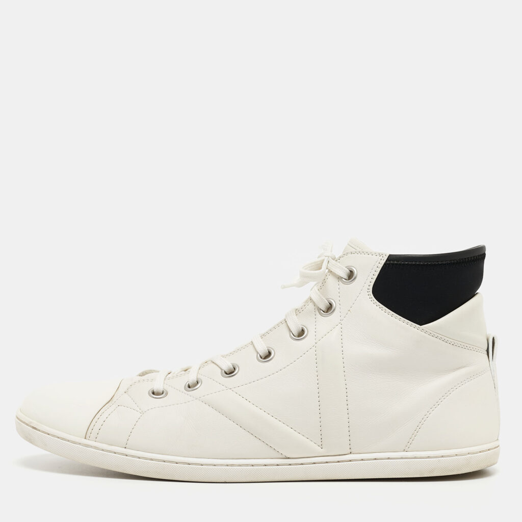 luxury-men-louis-vuitton-used-shoes-p941819-010-1.jpg Louis Vuitton White/Black Leather Trainer High Top Sneakers Size 42.5