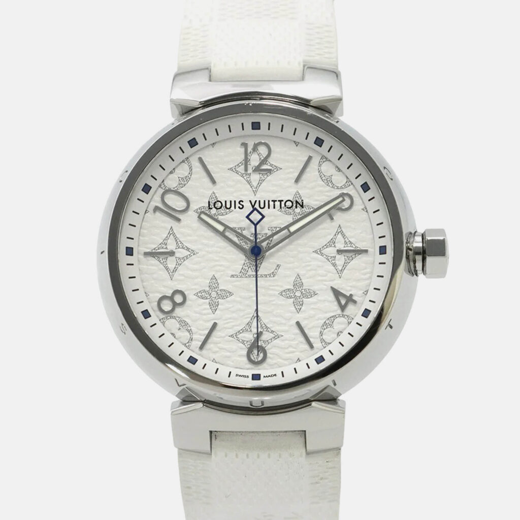 Louis Vuitton Tambour QA114Z Quartz White Stainless Steel Men's Wristwatch 41.5 mm Louis Vuitton Tambour QA114Z Quartz White Stainless Steel Men's Wristwatch 41.5 mm