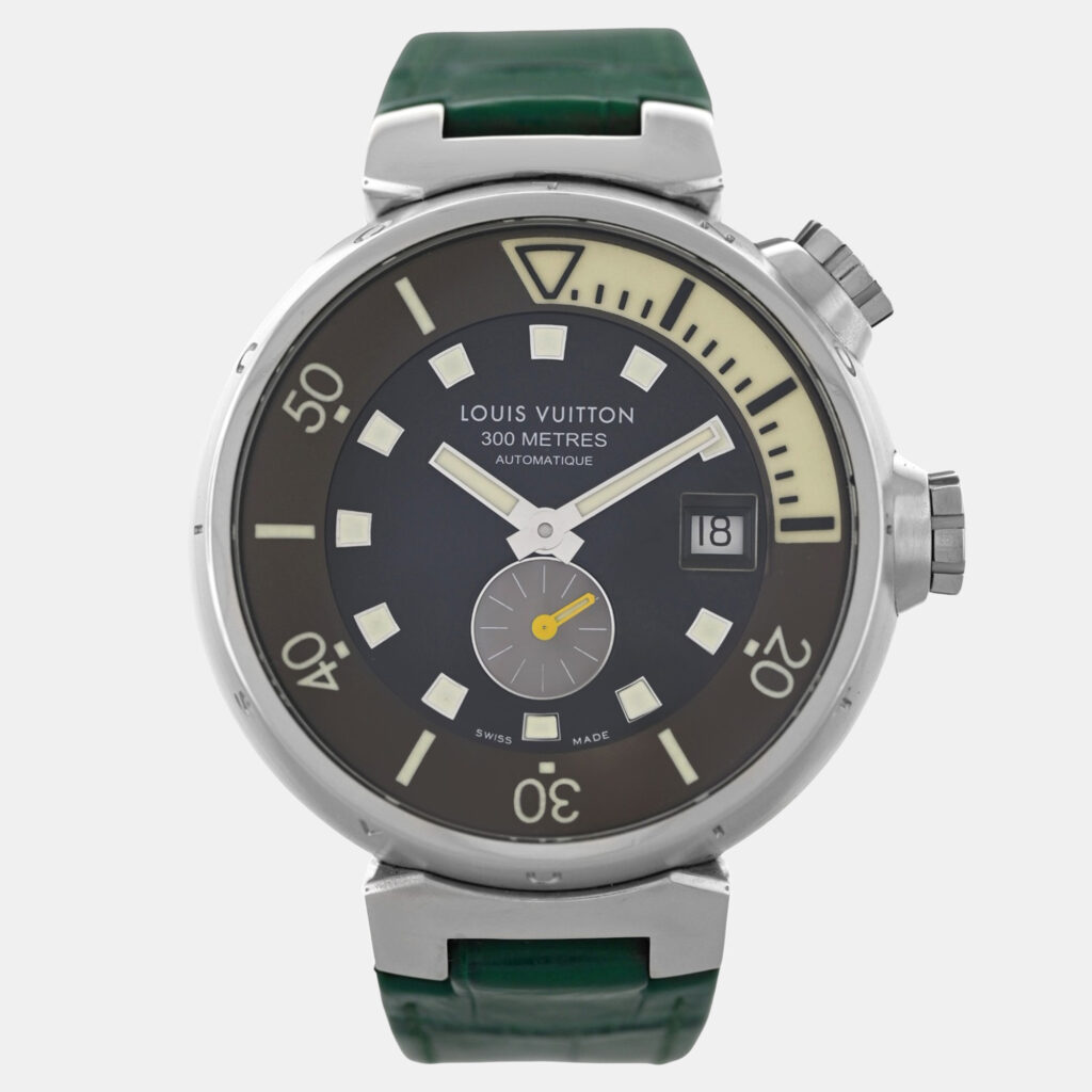 Louis Vuitton Tambour Q1031 Automatic Black Stainless Steel Men's Wristwatch 44 mm Louis Vuitton Tambour Q1031 Automatic Black Stainless Steel Men's Wristwatch 44 mm
