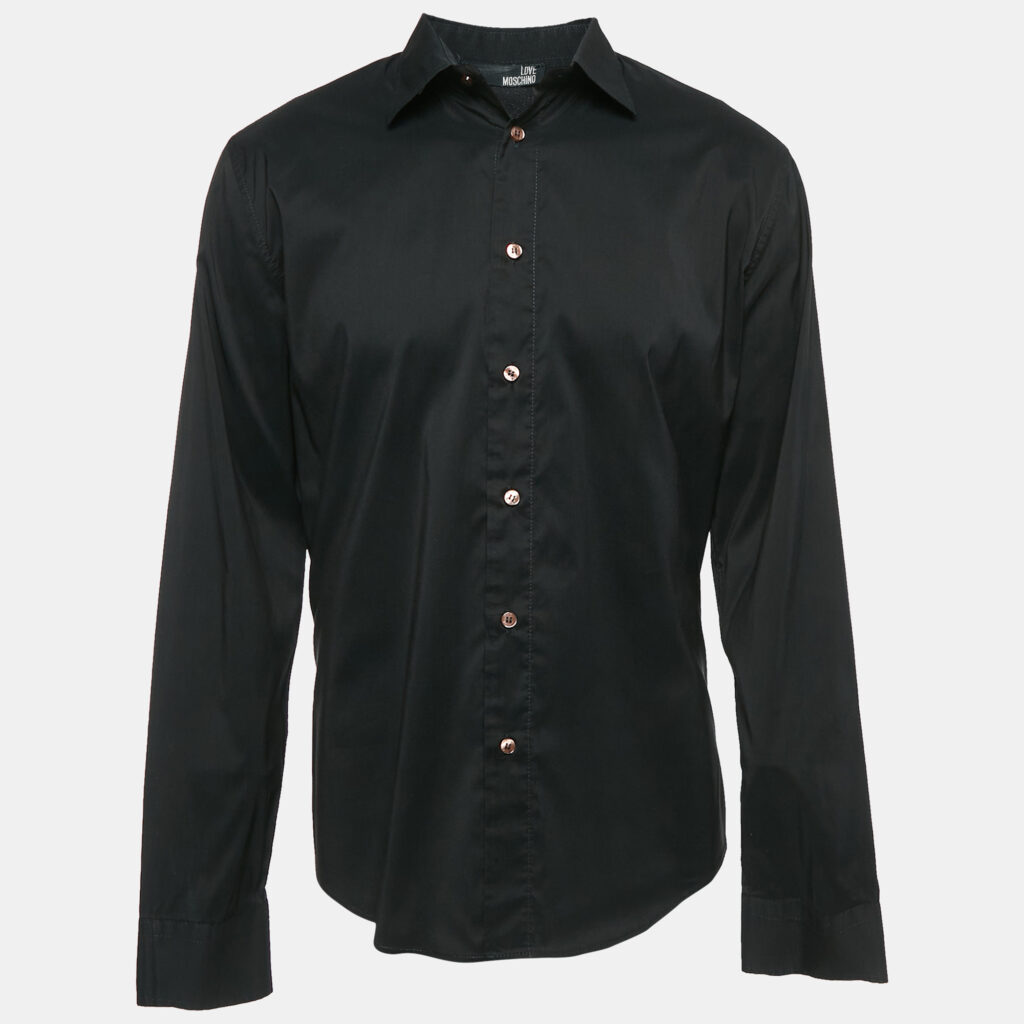 Love Moschino Black Cotton Button Front Shirt XXL
