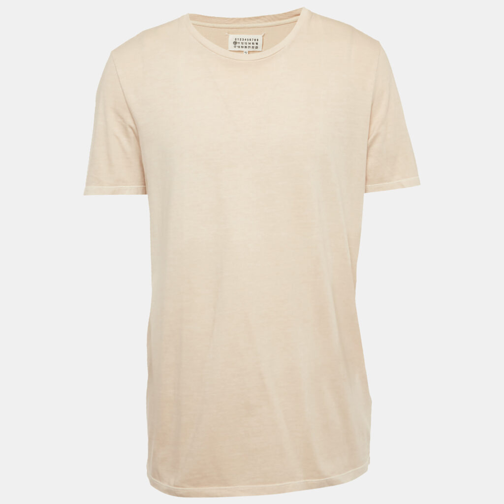 Maison Martin Margiela Beige Cotton Knit Crew Neck T-Shirt XL Maison Martin Margiela Beige Cotton Knit Crew Neck T-Shirt XL