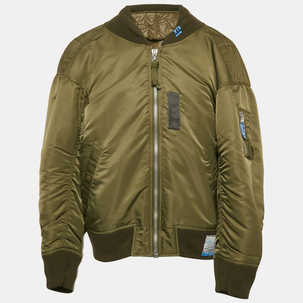 Maison Mihara Yasuhiro Khaki Green Nylon Padded Zip-Up Bomber Jacket M Maison Mihara Yasuhiro Khaki Green Nylon Padded Zip-Up Bomber Jacket M
