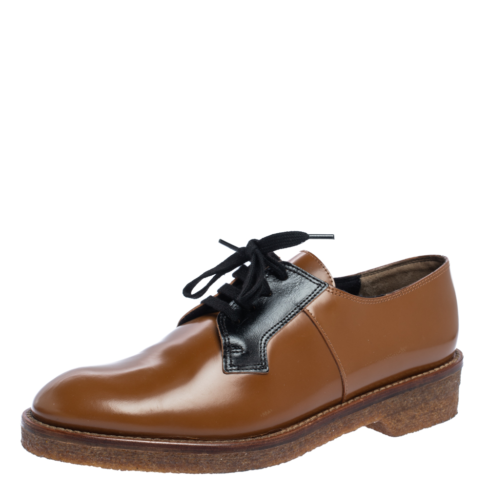 Marni Brown/Black Glossy Leather Lace Up Derby Size 40 Marni Brown/Black Glossy Leather Lace Up Derby Size 40