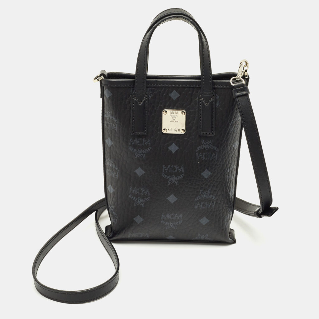 MCM Black Visetos Coated Canvas Mini Essential Crossbody Bag