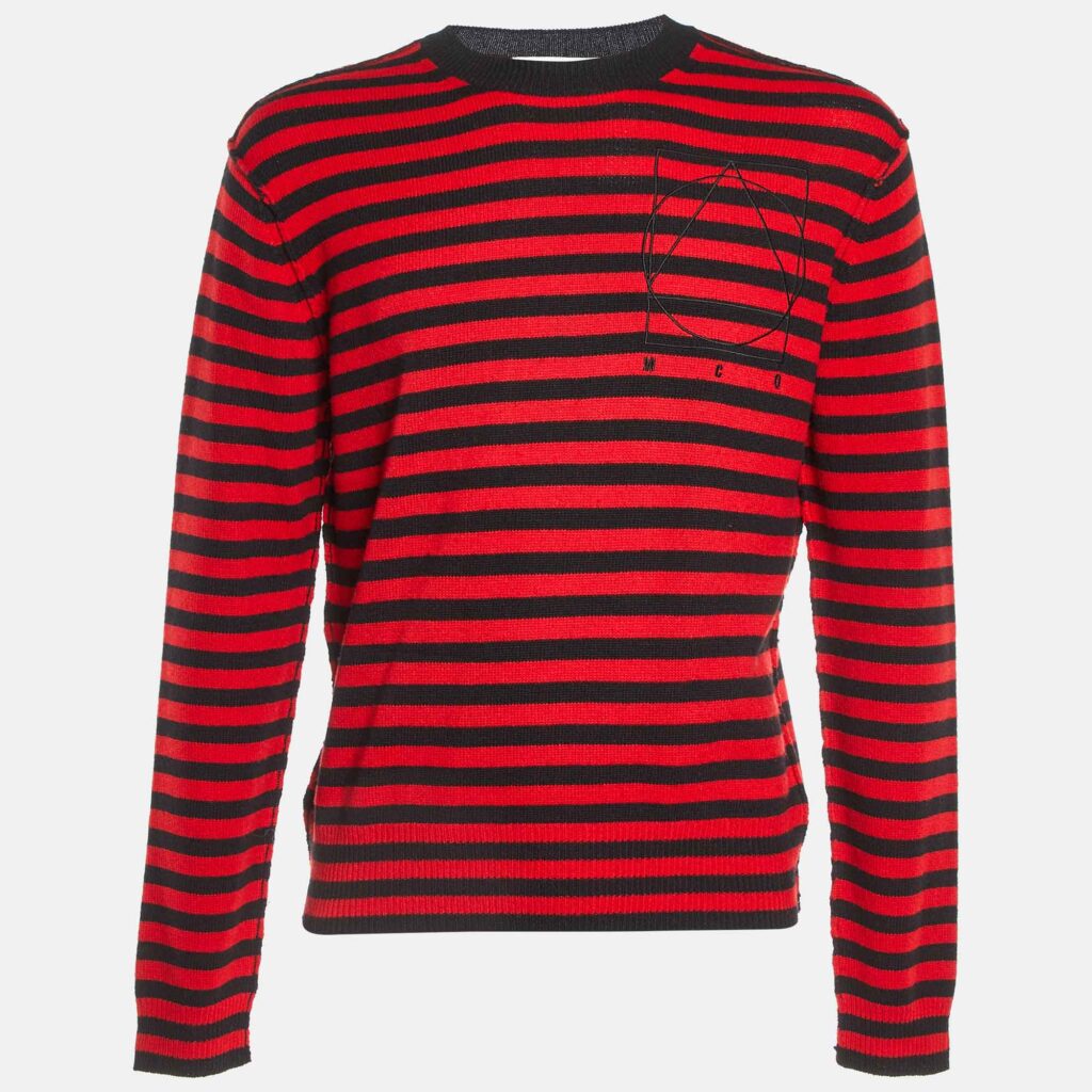 McQ by Alexander McQueen Red Striped Wool Knit Sweater M