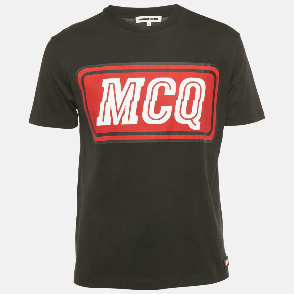 McQ by Alexander McQueen Black Printed Cotton Jersey T-Shirt M McQ by Alexander McQueen Black Printed Cotton Jersey T-Shirt M