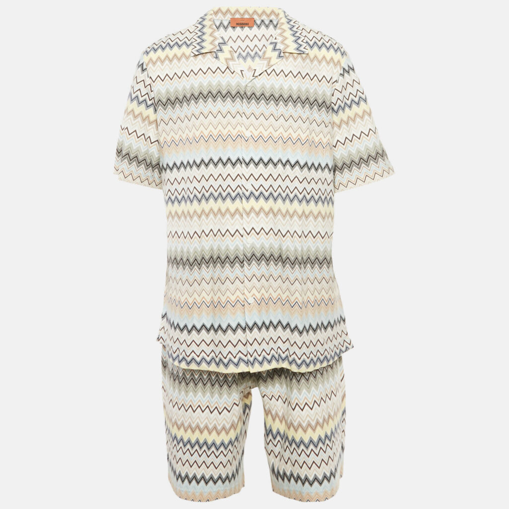 Missoni Multicolor Zig-Zag Knit Shirt & Short Set XXL Missoni Multicolor Zig-Zag Knit Shirt & Short Set XXL