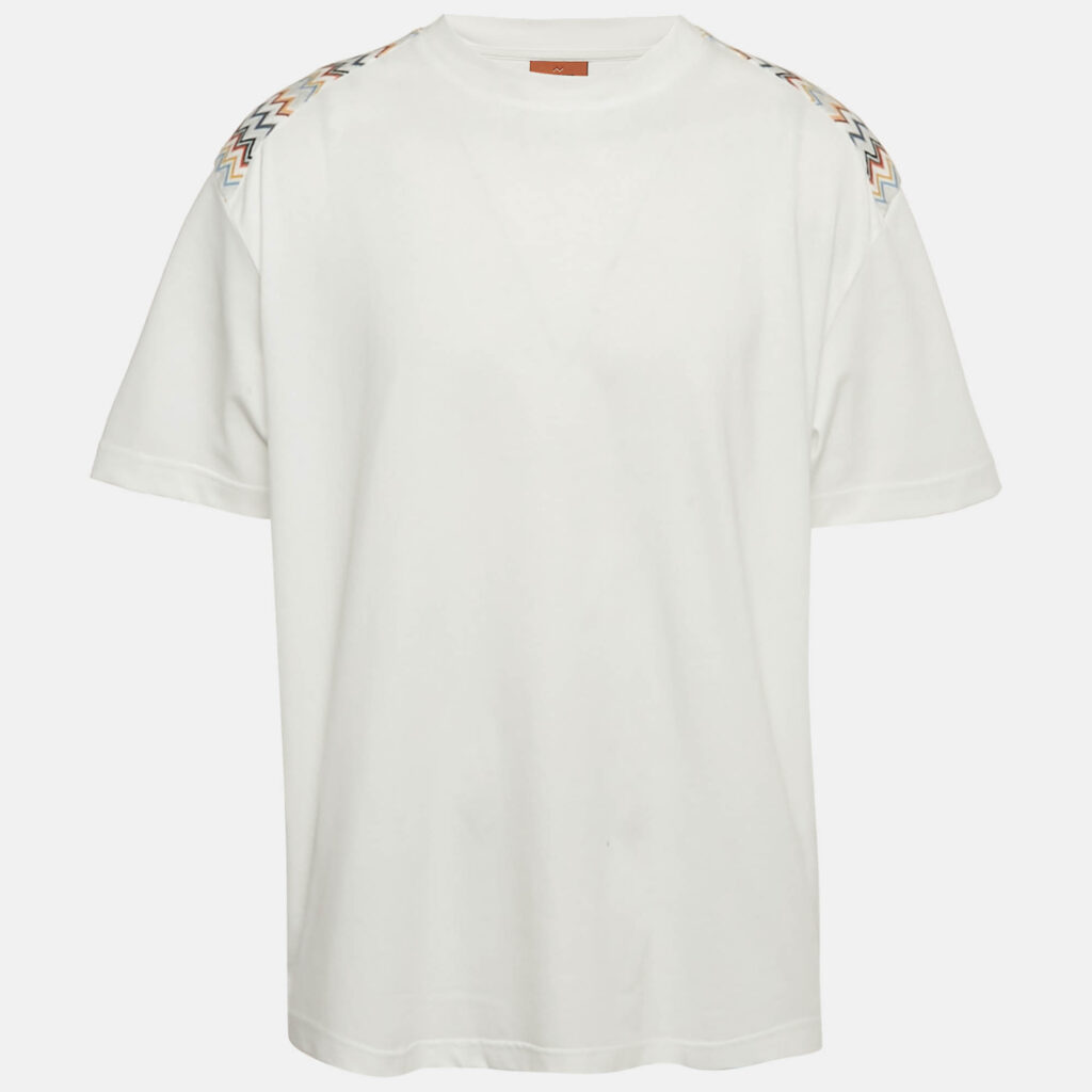 luxury-men-missoni-used-clothes-p1234563-007-1.jpg Missoni White Zig Zag Trim Jersey Crewneck T-Shirt XL