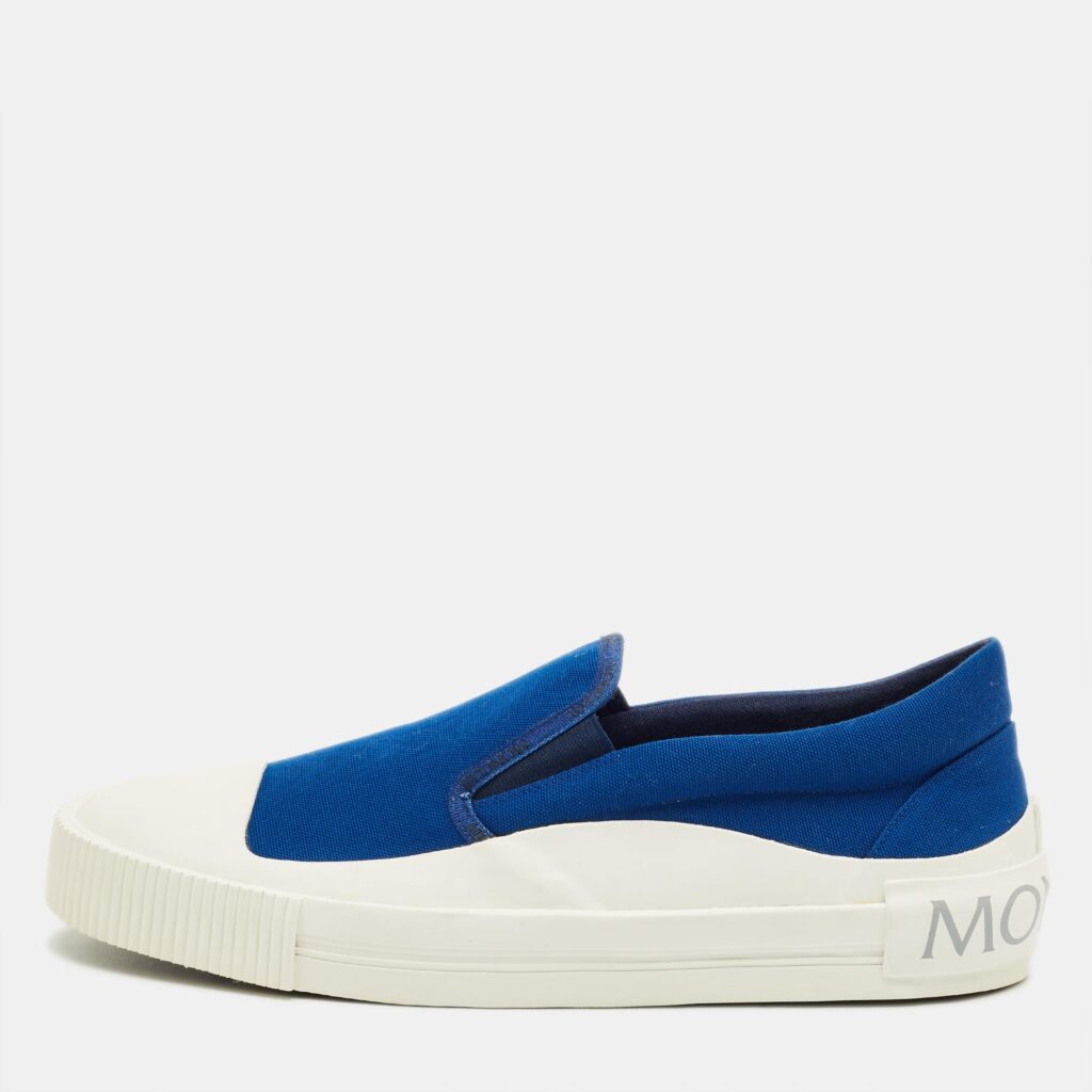 Moncler Blue Canvas Glisserie Slip On Sneakers Size 45 Moncler Blue Canvas Glisserie Slip On Sneakers Size 45