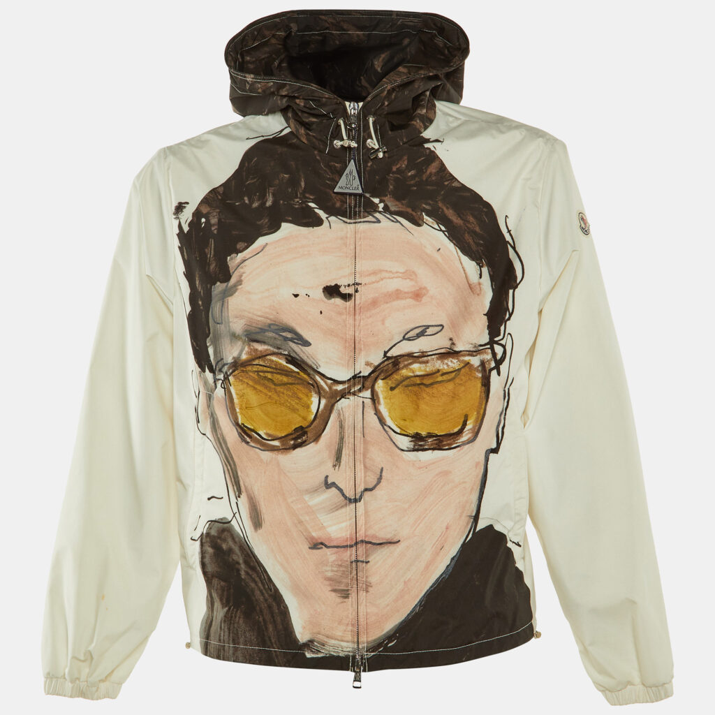 Moncler White Printed Polyester Hooded Jacket M