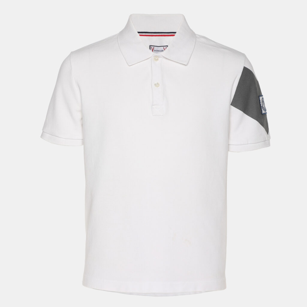 Moncler White Jersey Logo Patch Polo T-Shirt M