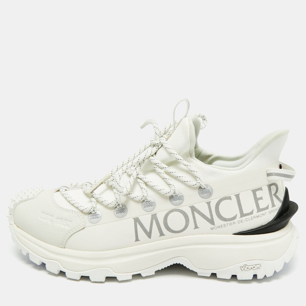 Moncler White Fabric and Rubber Trailgrip Lite2 Sneakers Size 40