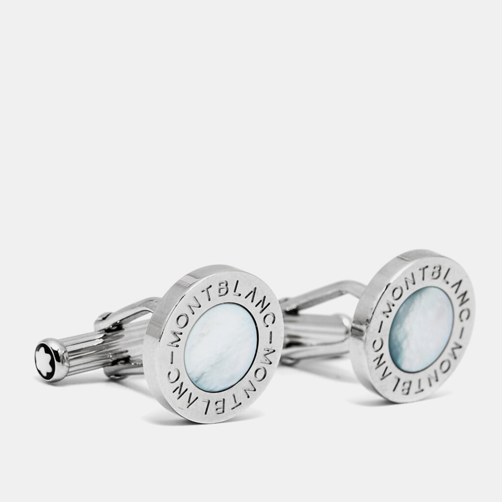 Montblanc Meisterstuck Mother of Pearl Silver Tone Cufflinks