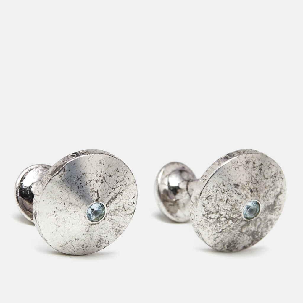 Montblanc Blue Stone Silver 925 Round Cufflinks