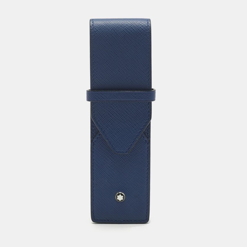 Montblanc Blue Leather 2 Pen Pouch Holder Montblanc Blue Leather 2 Pen Pouch Holder