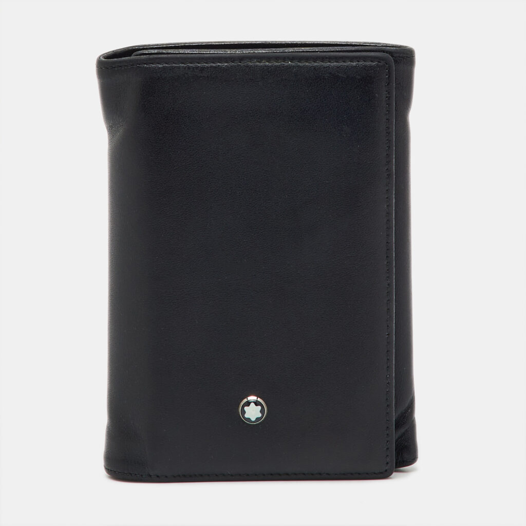Montblanc Black Leather Meisterstuck Business Card Holder 9CC Trifold Wallet Montblanc Black Leather Meisterstuck Business Card Holder 9CC Trifold Wallet