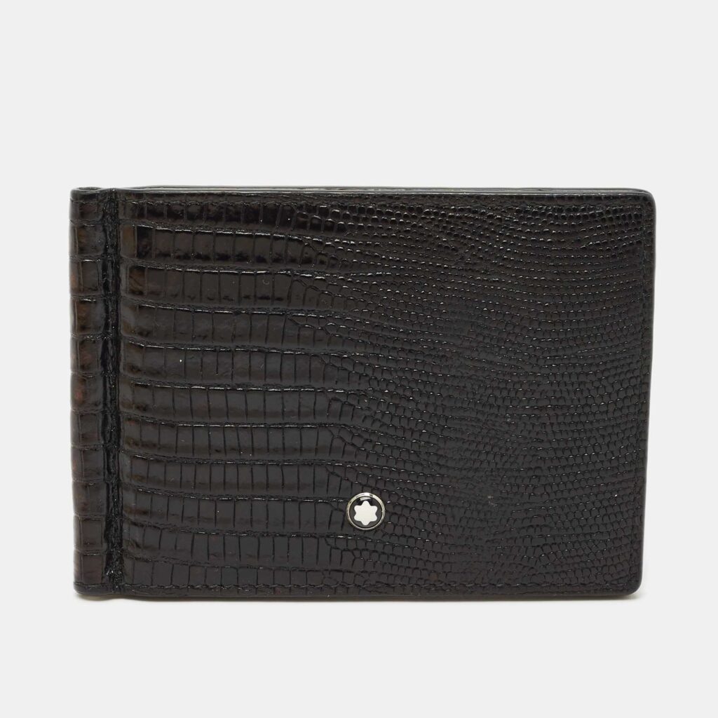 Montblanc Black Lizard Embossed Leather Meisterstuck Money Clip Montblanc Black Lizard Embossed Leather Meisterstuck Money Clip