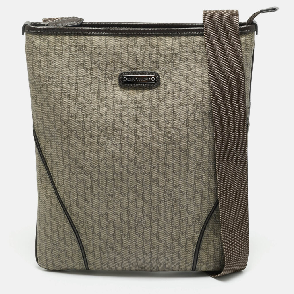 Montblanc Beige Signature Coated Canvas Messenger Bag Montblanc Beige Signature Coated Canvas Messenger Bag