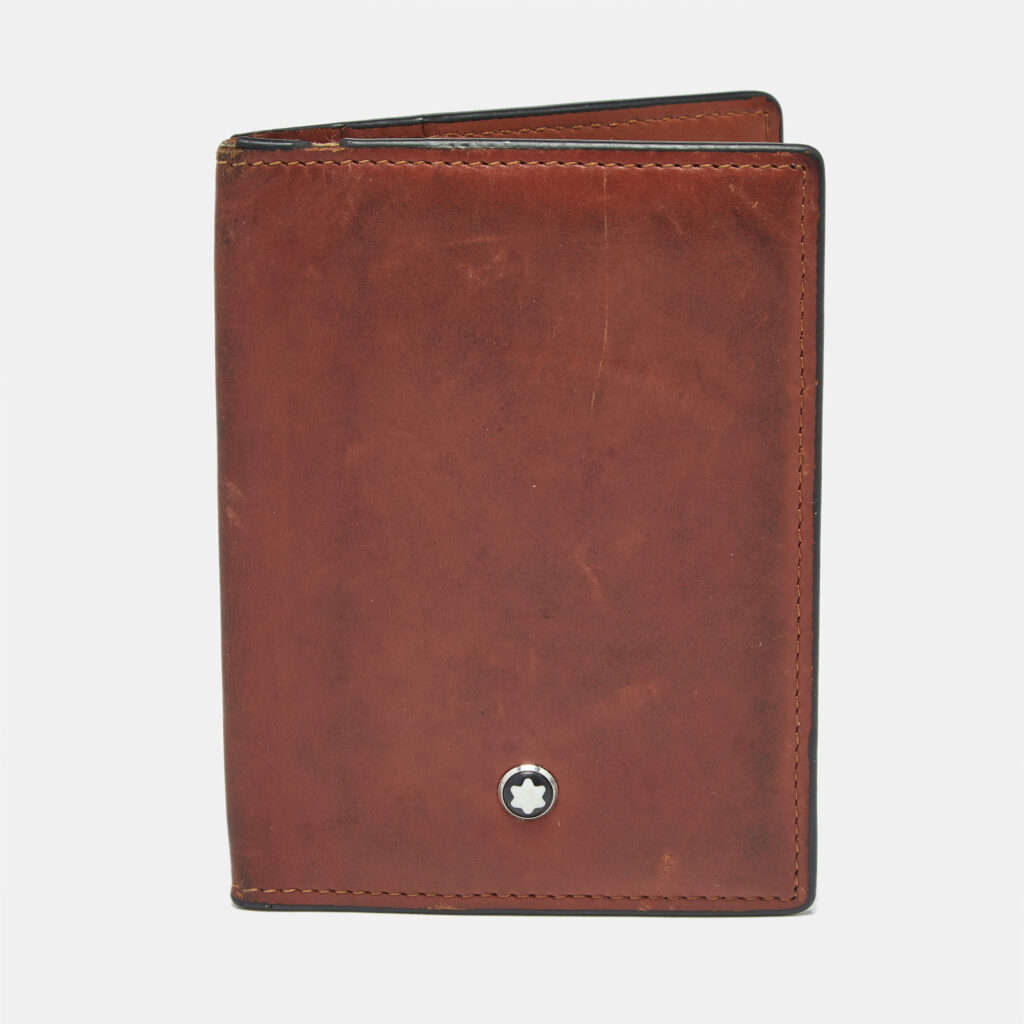 Montblanc Brown Leather Meisterstuck Bifold Card Holder Montblanc Brown Leather Meisterstuck Bifold Card Holder