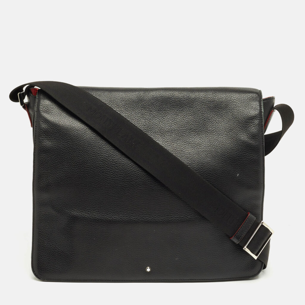 Montblanc Black Leather Meisterstuck Messenger Bag