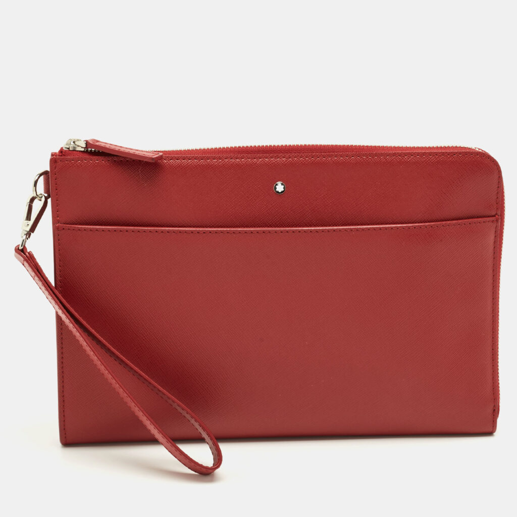 Montblanc Red Leather Meisterstuck Wristlet Pouch