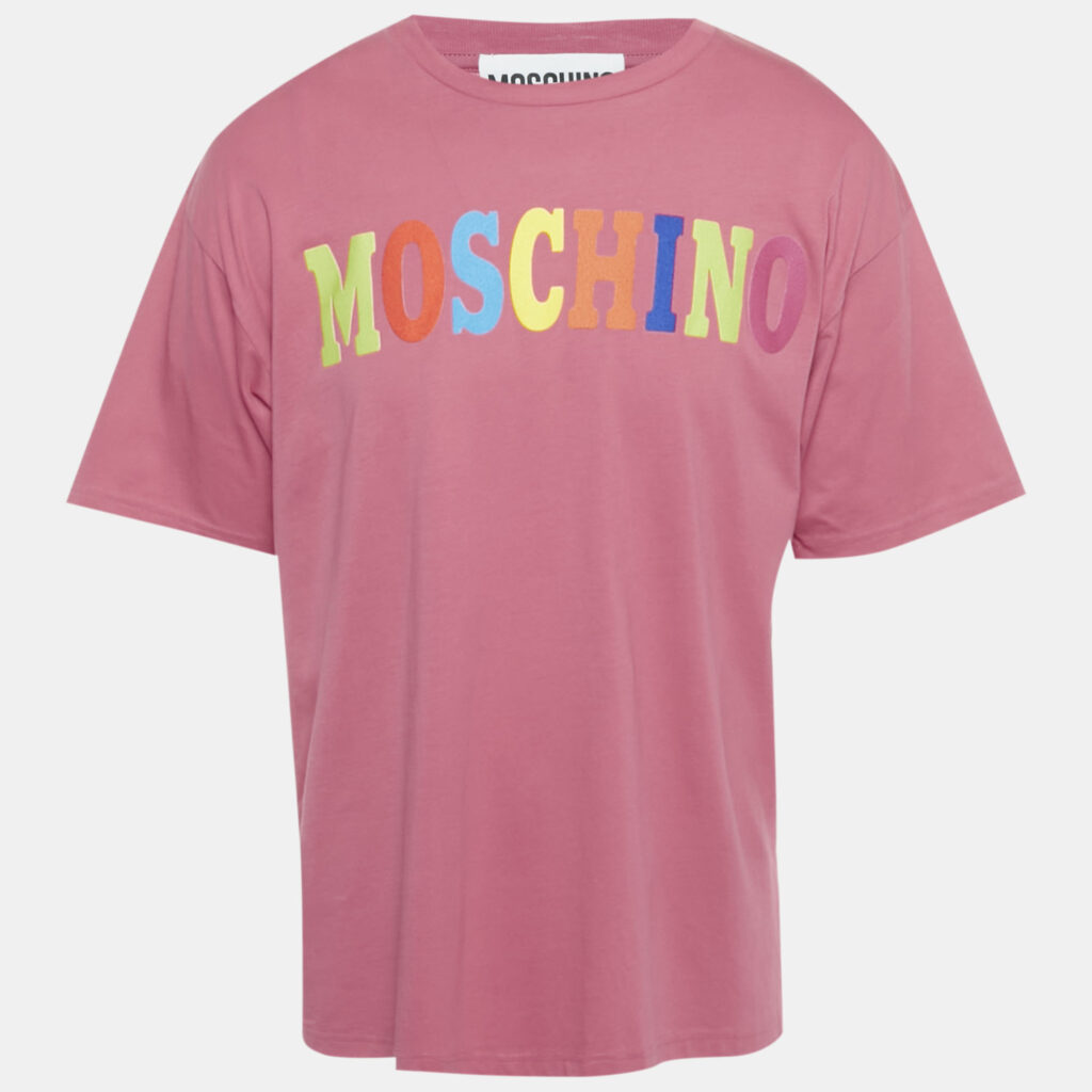 Moschino Couture Pink Logo Print Jersey T-Shirt M