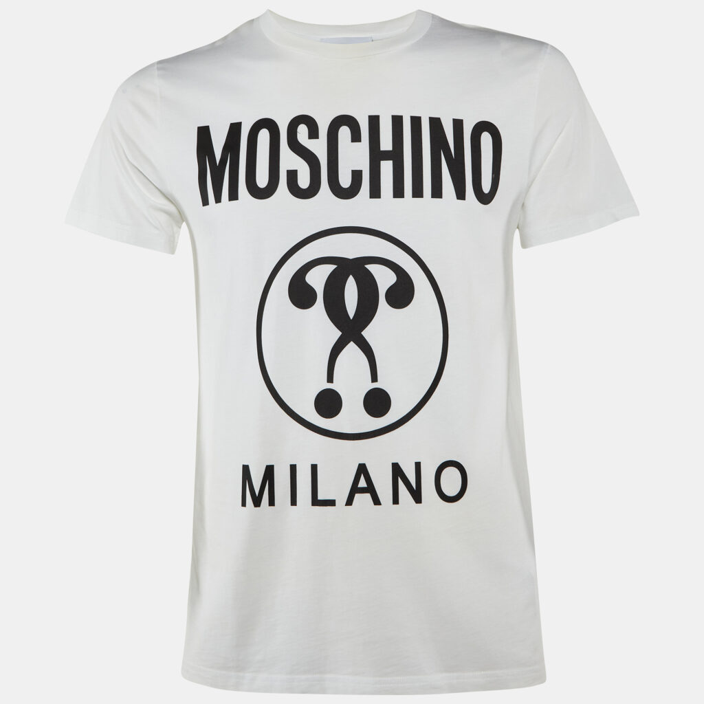 Moschino Couture Off White Logo Print Cotton Crew Neck T-Shirt XS