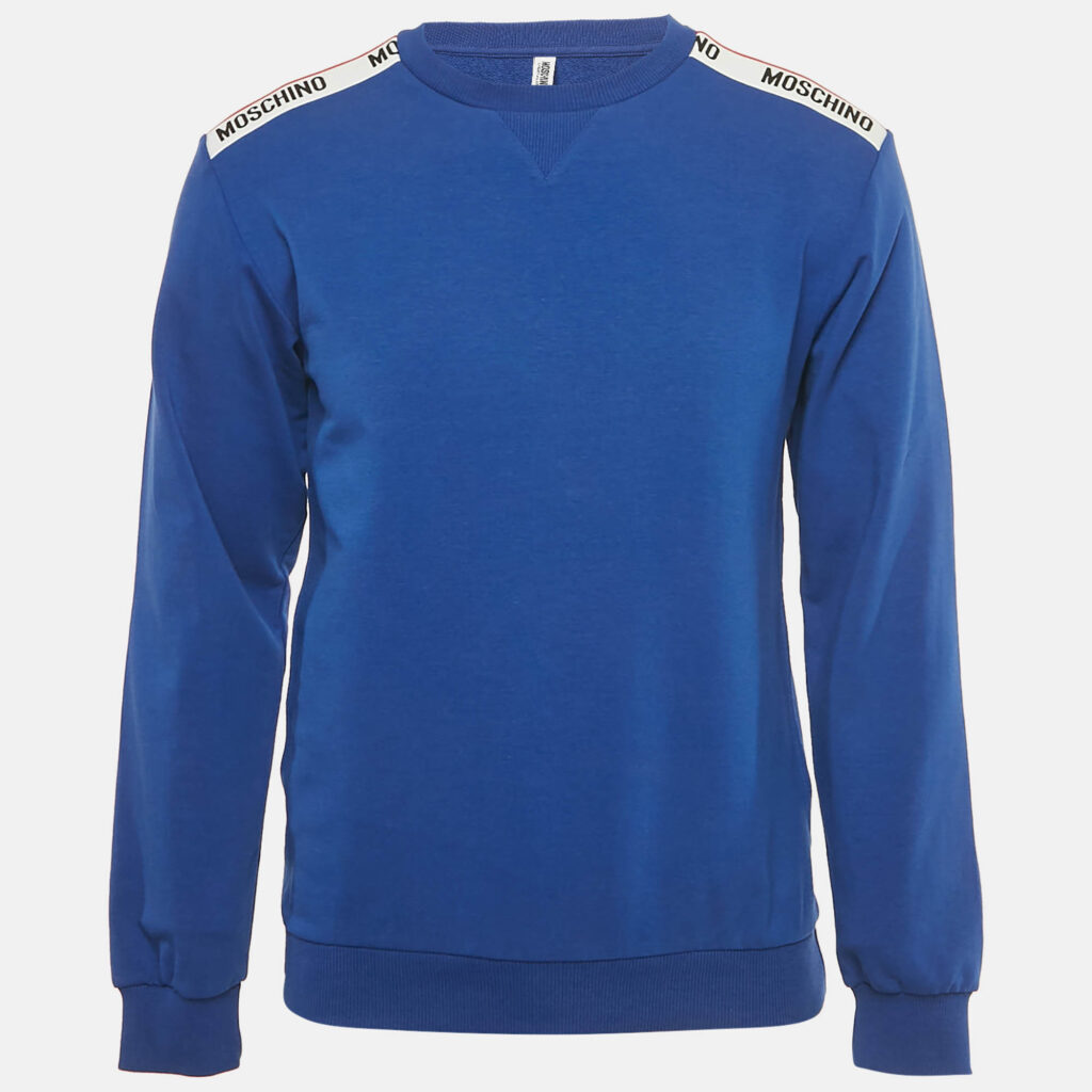 Moschino Underwear Blue Logo Patch Cotton Sweatshirt XS Moschino Underwear Blue Logo Patch Cotton Sweatshirt XS