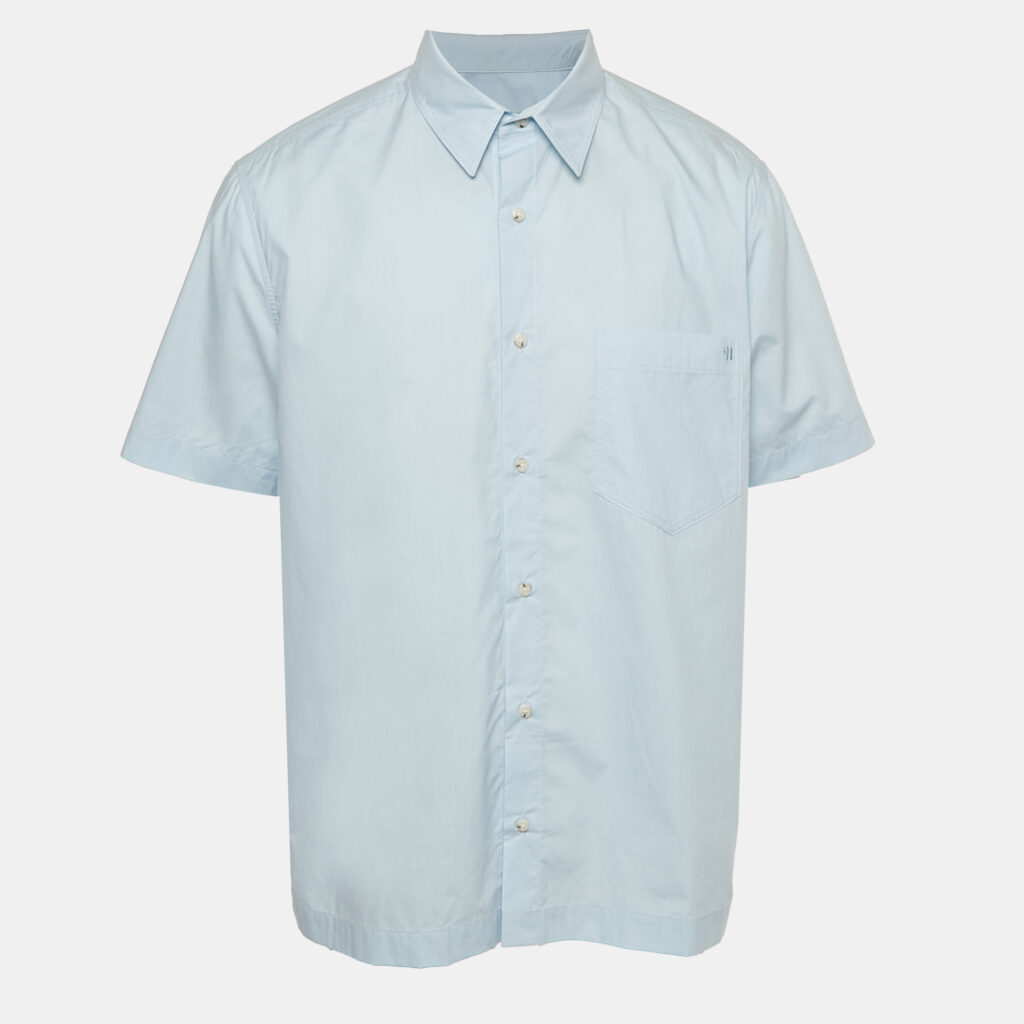 Nanushka Blue Cotton Short Sleeve Shirt L Nanushka Blue Cotton Short Sleeve Shirt L