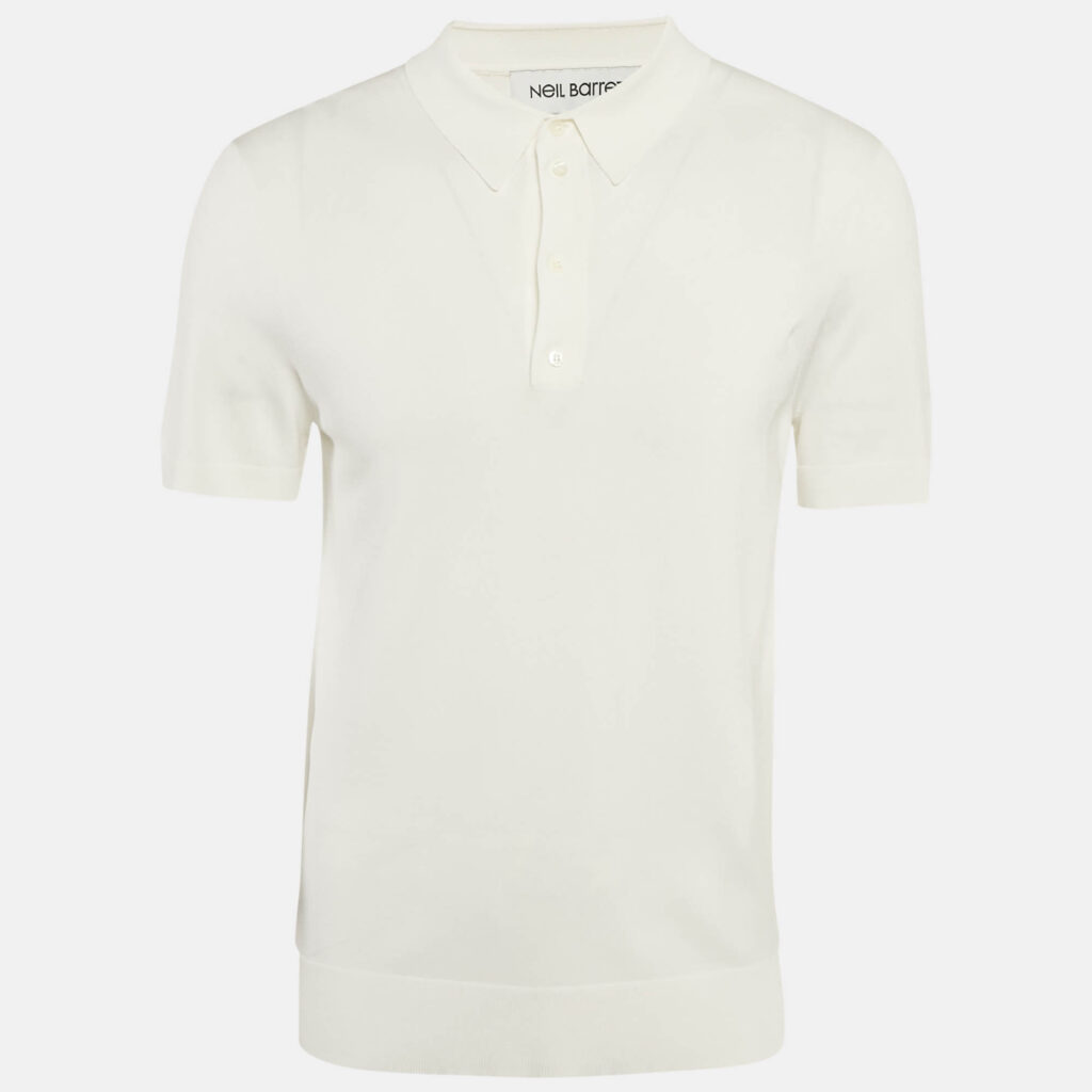Neil Barrett White Jersey Polo T-Shirt L
