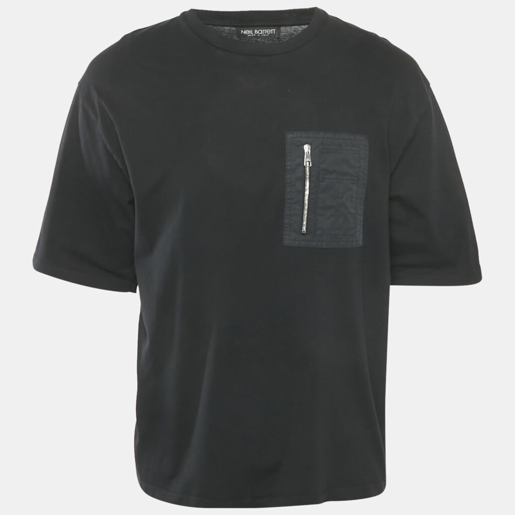 Neil Barrett Black Pocket Detail Jersey Crewneck T-Shirt L Neil Barrett Black Pocket Detail Jersey Crewneck T-Shirt L
