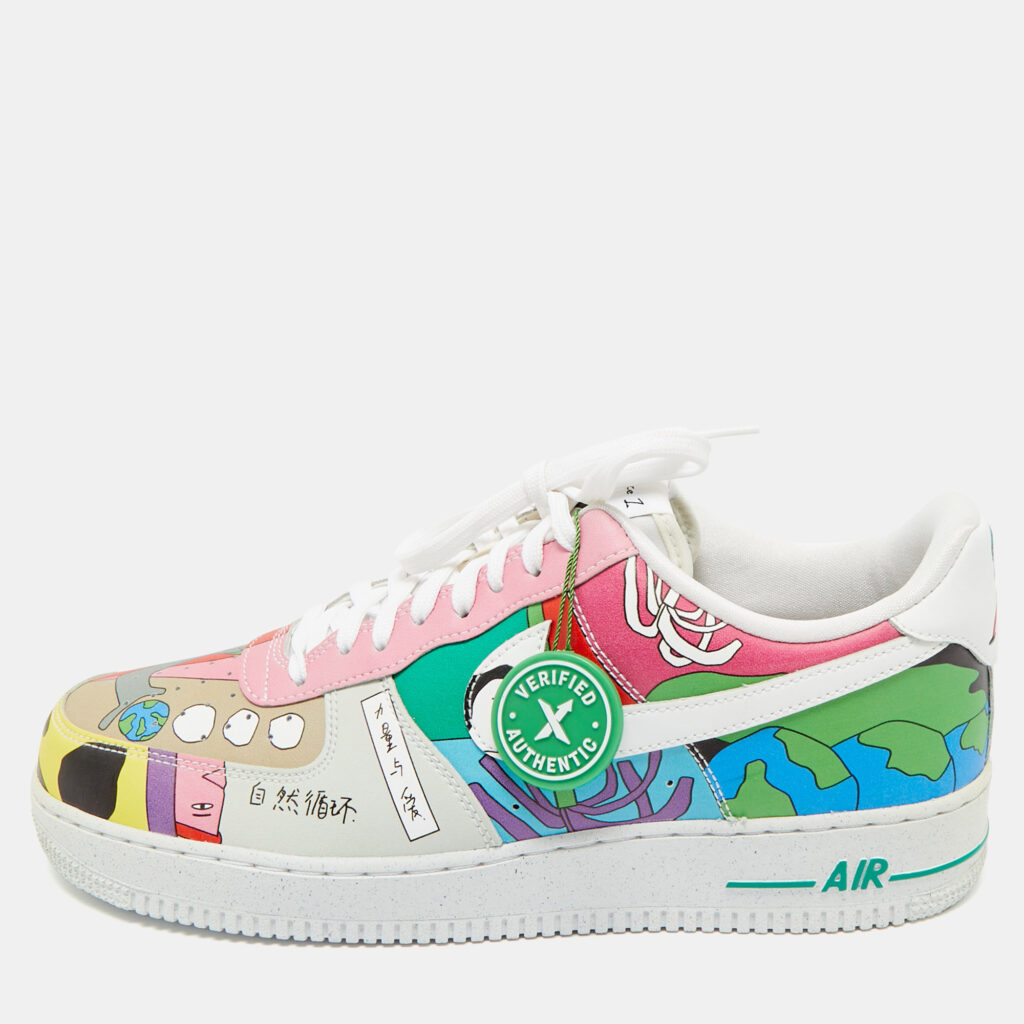 Nike Multicolor Leather Air Force 1 Low Flyleather Ruohan Wang Sneakers Size 45.5