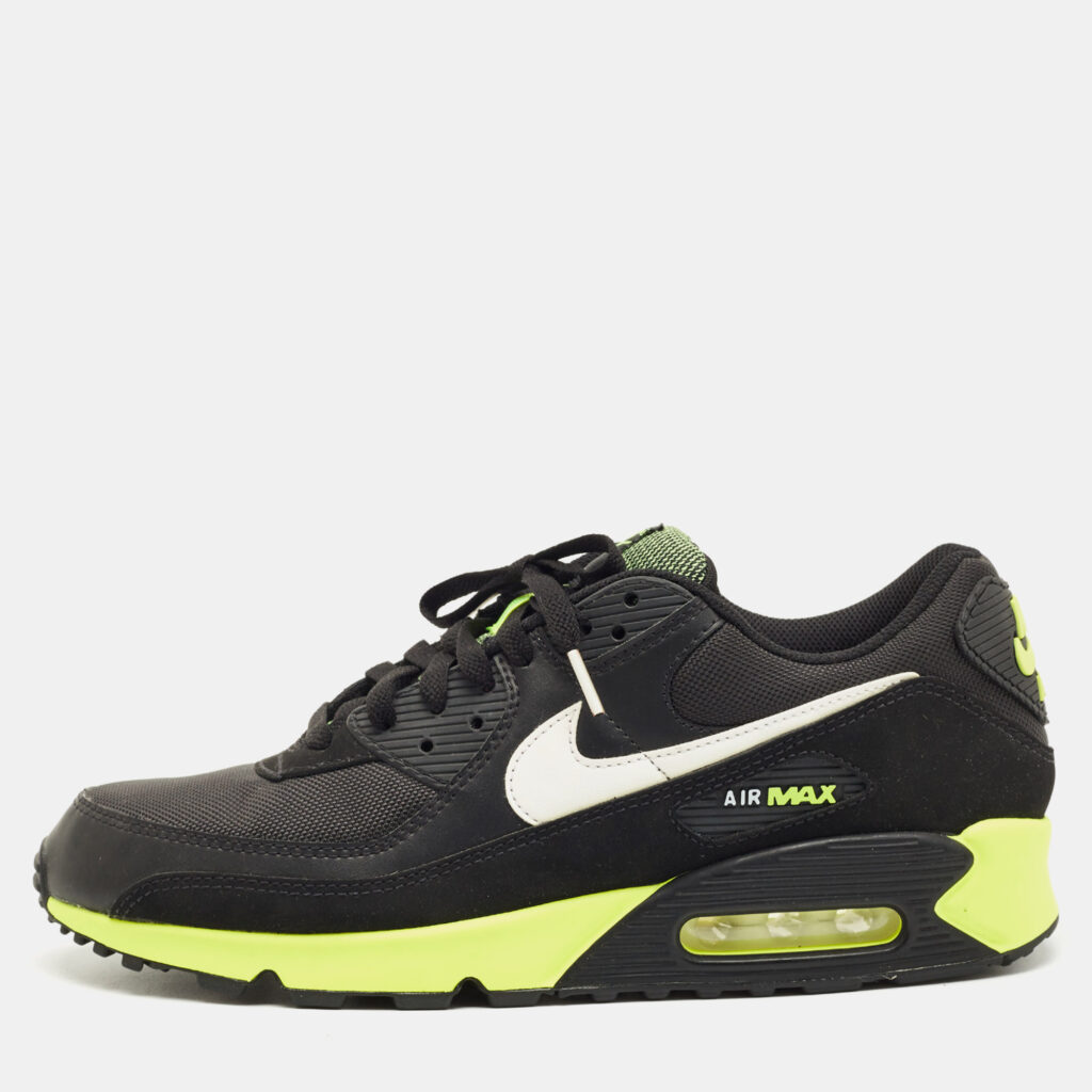 Air Jordans Black Canvas and Nubuck Leather Air Max 90 Black Hot Lime Sneakers Size 45.5 Air Jordans Black Canvas and Nubuck Leather Air Max 90 Black Hot Lime Sneakers Size 45.5