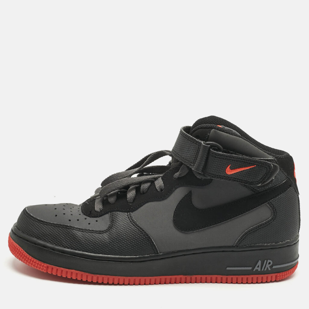 Nike Grey/Black Durabuck Leather Air Force 1 Mid Hot Lava Sneakers Size 42.5 Nike Grey/Black Durabuck Leather Air Force 1 Mid Hot Lava Sneakers Size 42.5