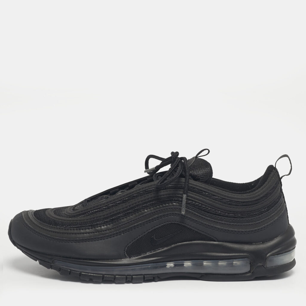 Nike Black Mesh and Leather Air Max 97 Triple Black Sneakers Size 45.5 Nike Black Mesh and Leather Air Max 97 Triple Black Sneakers Size 45.5
