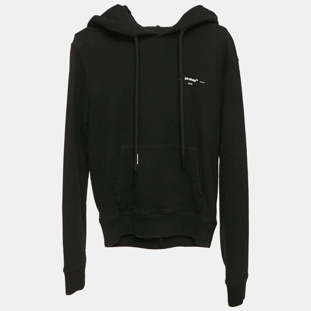 Off-White Black Cotton Knit Arrow Applique Hoodie XXS Off-White Black Cotton Knit Arrow Applique Hoodie XXS